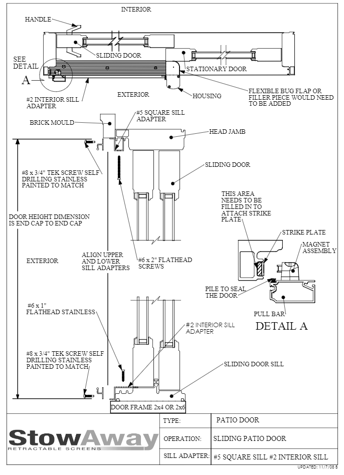 Sliding Patio Door Square Top & Interior Bottom Sill